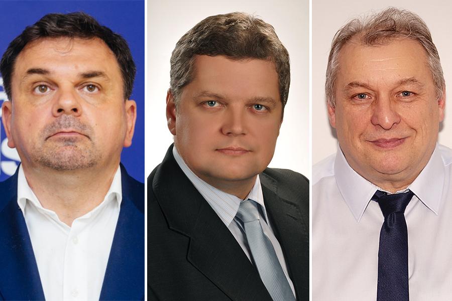 Kandydaci do odbjęcia fotela prezesa Podkarpackiego ZPN: od lewej Marek Poręba, Norbert Mastalerz i Leszek Rejus.